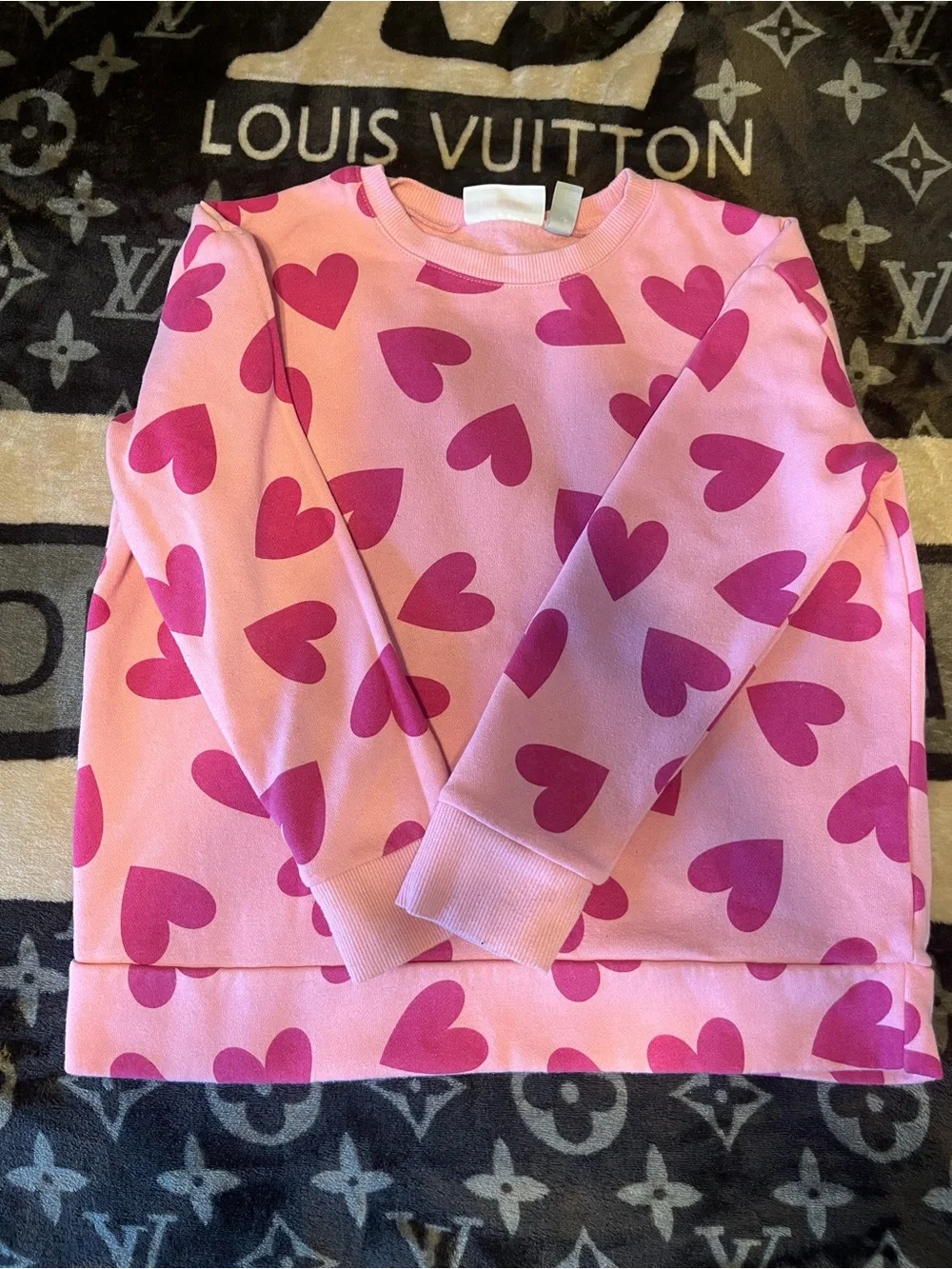 The Children's Place Pink Sweatshirt with Hot Pink Heart Print